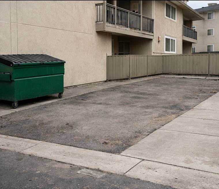 Clean property after illegal dumping removal at Daly City apartment complex